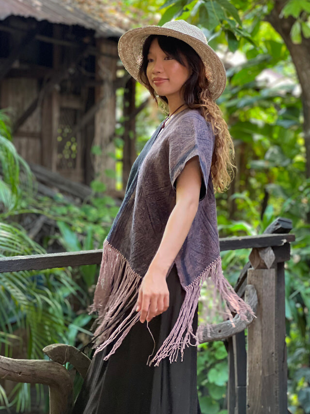 HEMP100%・COTTON100% フリンジ バティック 貫頭衣【パヤカ