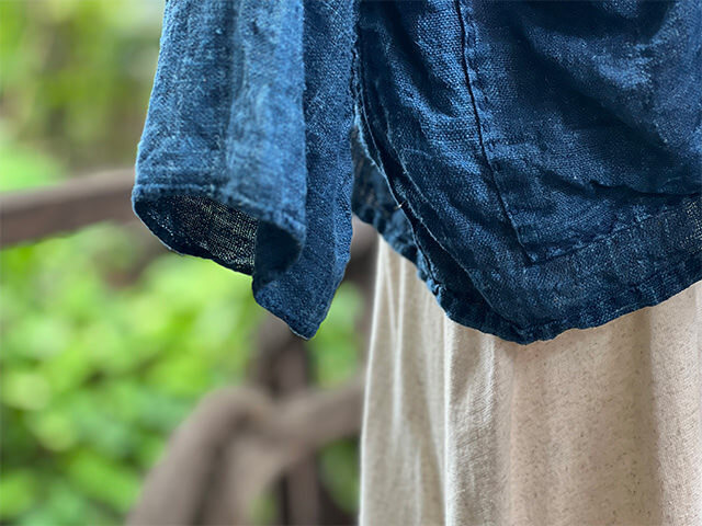 HEMP100% 手織り 手縫い ロング ジャケット・草木染め