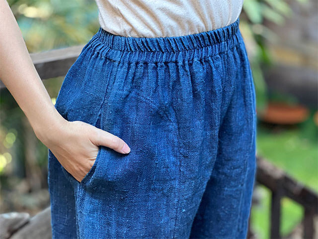 HEMP100%  手織りパンツ・草木染め