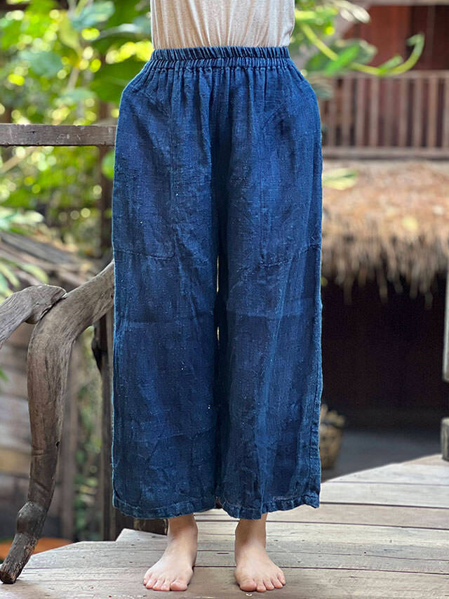 HEMP100% 手織りパンツ・インディゴ 草木染めパヤカ オンラインショップ】