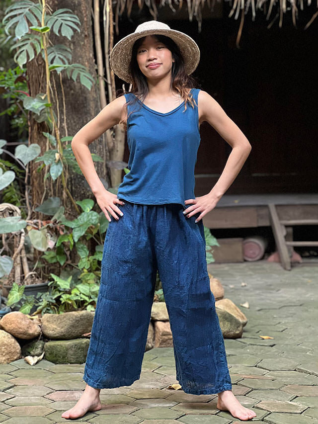 HEMP100% 手織りパンツ・インディゴ 草木染めパヤカ オンラインショップ】