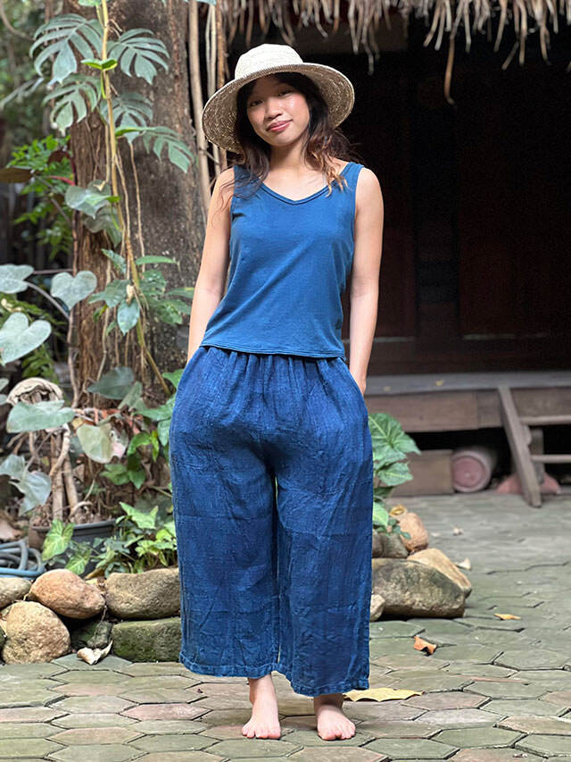 HEMP100% 手織りパンツ・インディゴ 草木染めパヤカ オンラインショップ】