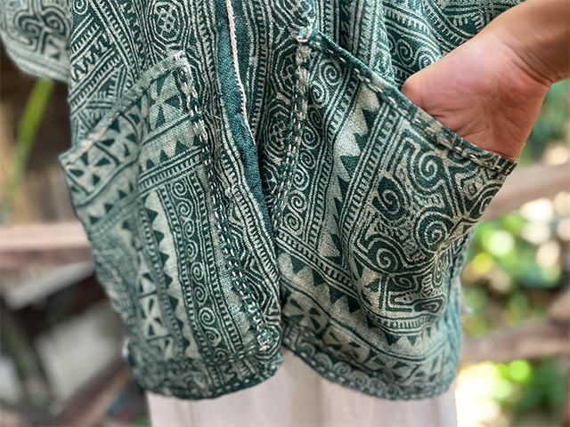HEMP100% 手織り手縫い バティック 貫頭衣