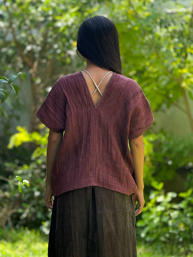 HEMP100% 手織り手刺繍 貫頭衣・草木染め ソフト仕上げ【パヤカ