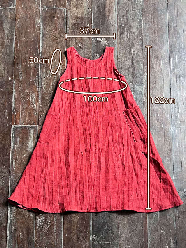 HEMP100% 手織り手刺繍 ワンピース 