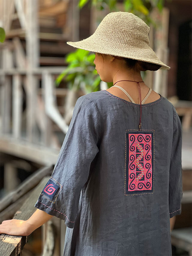 HEMP100% 山岳民族 刺繍付き ワンピース【パヤカ オンラインショップ】