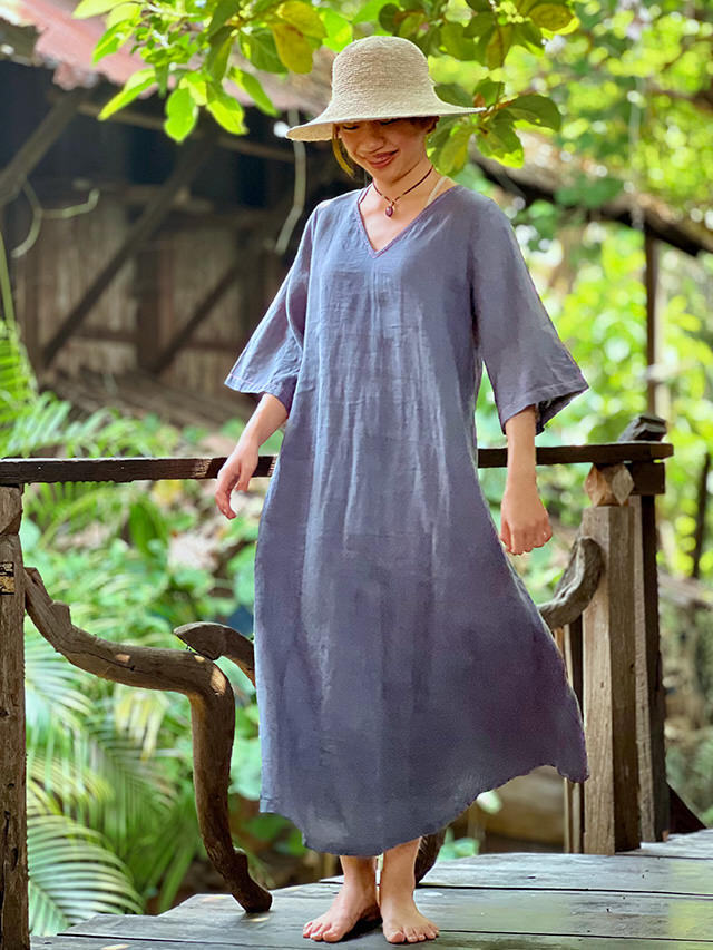 タイ モン族 ミャオ族 ヘンプバティック ワンピース 特価山岳少数民族