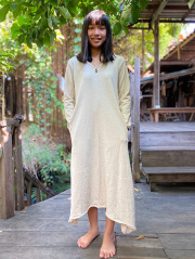 asana ヘンプコットン ふかふか ロング ワンピース・きなり