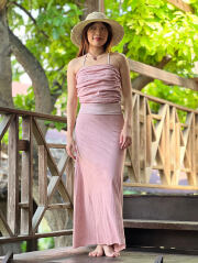 asana ヘンプコットン 薄手 ロング スカート・草木染め