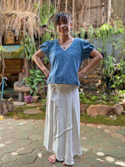 asana HEMP100% フリンジ タイパンツ スカート・きなり