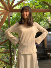 asana ヘンプコットン フレアースリーブ・きなり