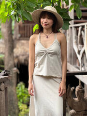 asana ヘンプコットン 厚手 パット入り キャミソール・きなり