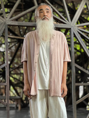 asana HEMP100% ボタン 半袖シャツ・草木染め