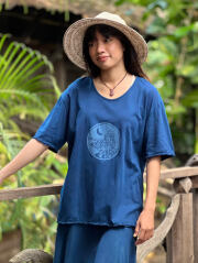 asana ヘンプコットン 薄手 メンズ Tee・草木染め 抜染