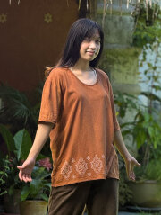 asana ヘンプコットン 薄手 メンズ Tee・草木染め 手刷り抜染