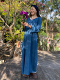 asana カシュクール風 ロングワンピース・草木染め