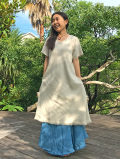 asana ヘンプ シルク バイアス ワンピース・きなり