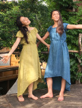 asana HEMP100% シンデレラ ワンピース・草木染め