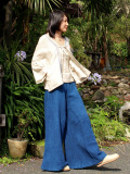 asana ロングフレアー トリプルガーゼ パンツ・草木染め