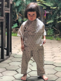 asana KIDS 麻柄プリント 甚平 パンツ