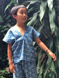 asana KIDS 麻柄プリント 貫頭衣 トップス