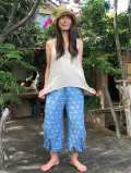 asana 麻柄プリント もんぺ パンツ