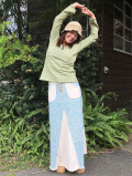 asana ふかふか プリント 切り替えスカート