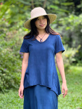 asana ヘンプコットン 薄手 Vネック Tシャツ・草木染め