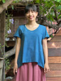 asana ヘンプコットン 薄手 Vネック Tシャツ・草木染め