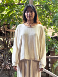 asana HEMP100% テロテロ ゆったり ロング ブラウス・きなり