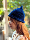 asana HEMP100% 手編み とんがり帽子・インディゴ 草木染め