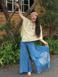 asana×Chill Batik ロングワイドパンツ