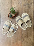 HEMP100% 手織り インディゴ ストライプ スリッパ