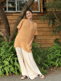 asana フリンジポケットTシャツ・草木染め