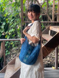 HEMP100% 麻柄手刺繍 手織り ショルダーバッグ・草木染め