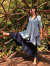 asana HEMP&TENCEL ５分袖フレアーカーデ・草木染め