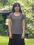 asana ヘンプコットン 厚手 スリムTee・草木染め 手刷り抜染