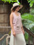 asana ヘンプコットン 薄手 手刷り 麻柄プリント メンズタンク