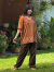 asana ヘンプコットン 薄手 メンズ Tee・草木染め 手刷り抜染
