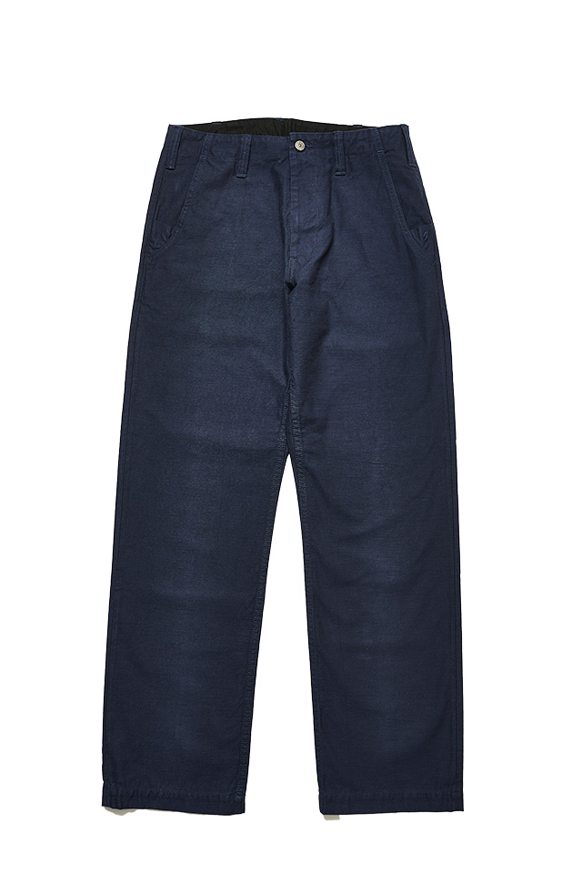 [1185-NV] Back Satin Sulfur Yarn Dye Trousers/Piped Straight  - Navy