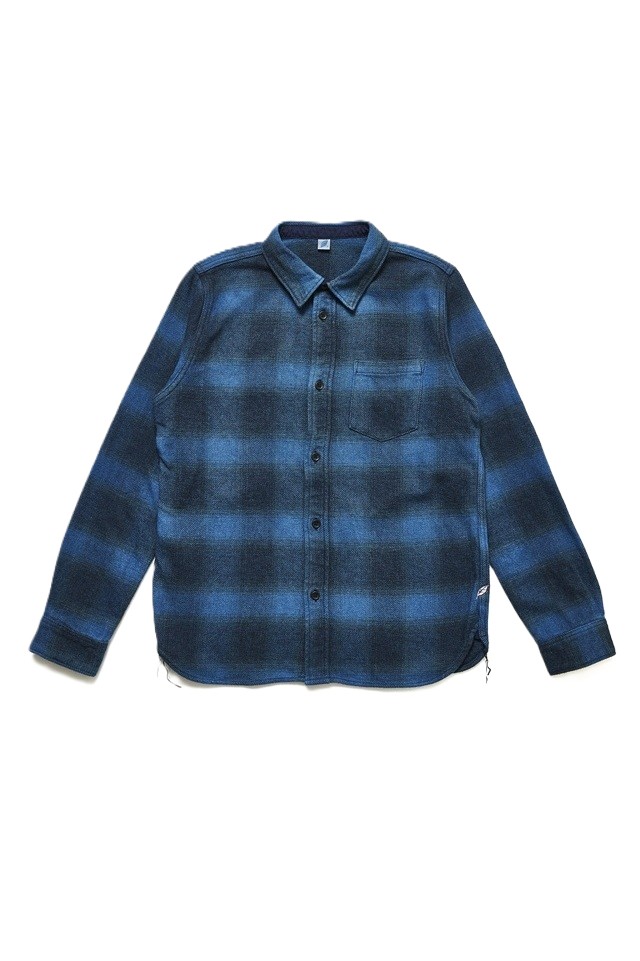 [2235-BE] Indigo Over-dyed Cotton Tweed Check Shirt - Beige