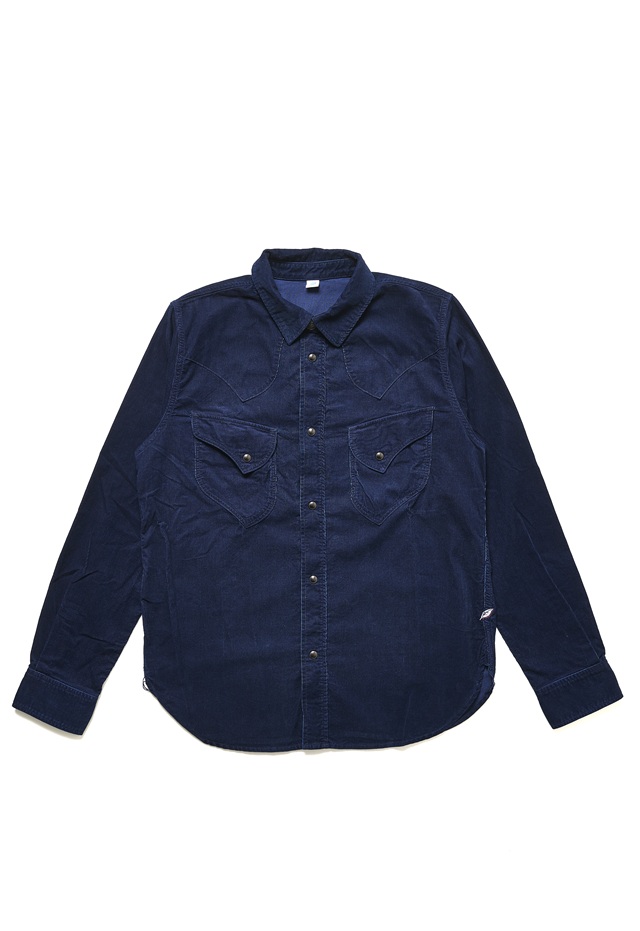 [2236-ID] Indigo Corduroy Curved Pocket Shirt - Indigo