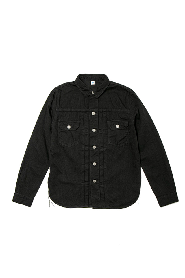 [2237-BK] 8oz Denim Type2 Shirt - Double Black