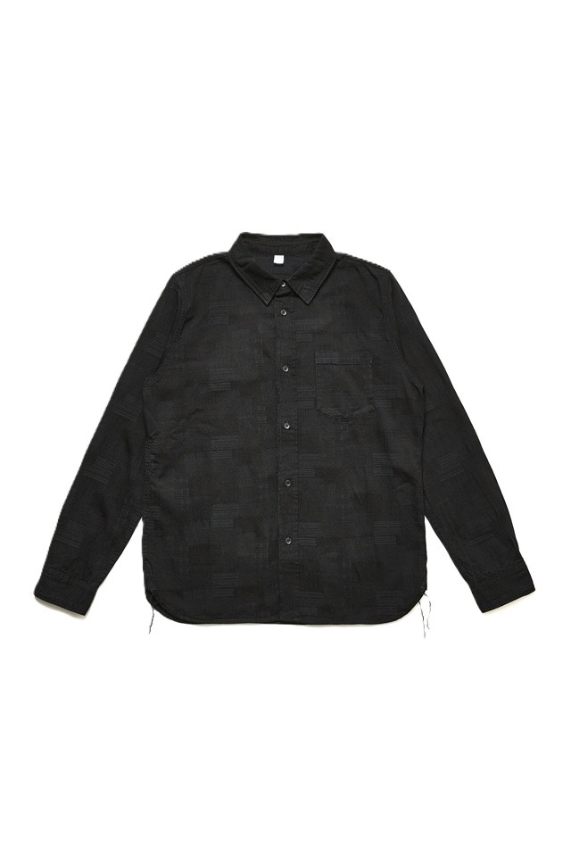 [2239-BK] Jacquard Patchwork Shirt - Double Black