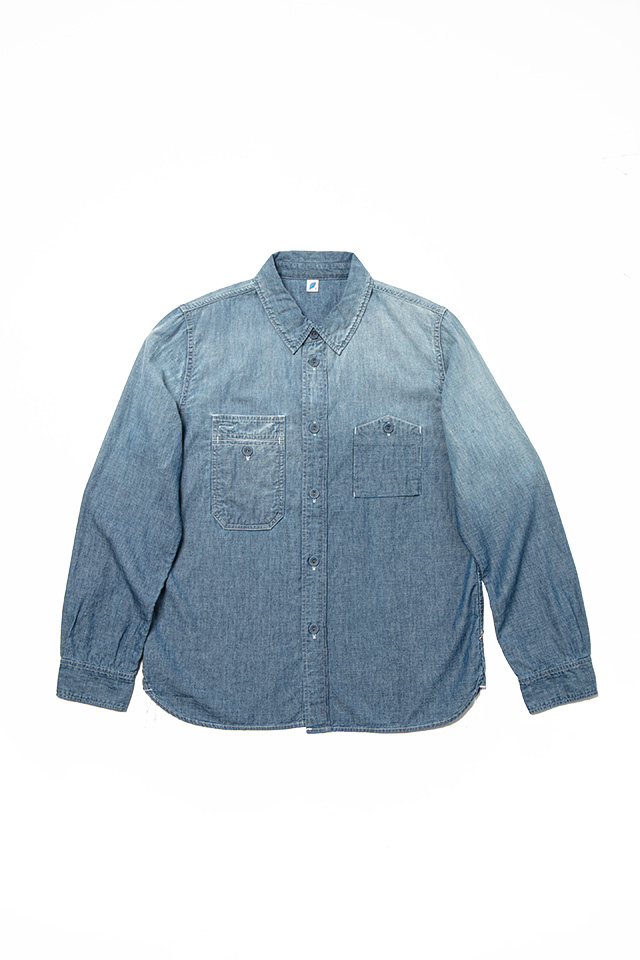 [LS-2243-UW] Indigo Chambray Selvedge Work Shirt - Used Wash