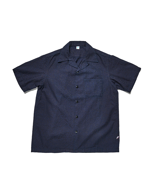 [SS-2227-1] Jacquard Open Collar Short Sleeve Shirt - Arabesque