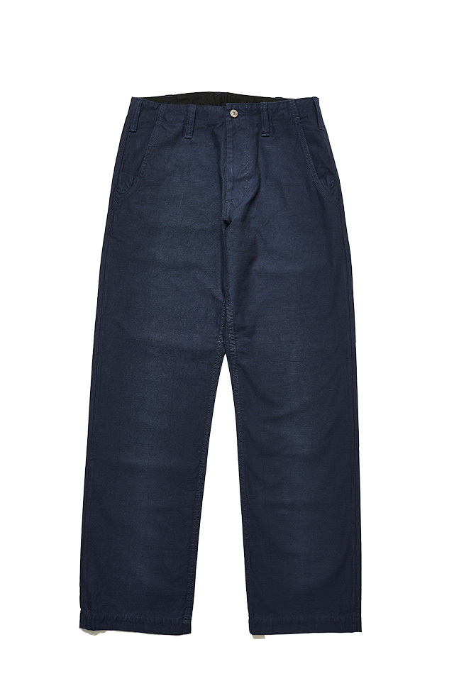 [1185-NV] Back Satin Sulfur Yarn Dye Trousers/Piped Straight  - Navy