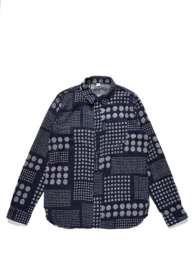 [2233-1] Jacquard Regular Collar Shirt - Random Dots