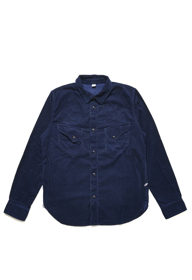 [2236-ID] Indigo Corduroy Curved Pocket Shirt - Indigo -