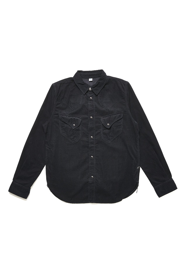 [2236-IDBK] Indigo Corduroy Curved Pocket Shirt - Indigo Black